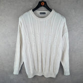 St Michael Jumper Mens Large L Ivory Vintage 90s Knitted Pullover